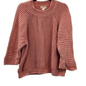Maeve Anthropologie Sweater Womens Medium Pink Chunky Ribbed Knit Pullover Warm